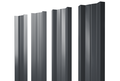 Штакетник М-образный А с прямым резом 0.4 PE-Double RAL 7024 мокрый асфальт