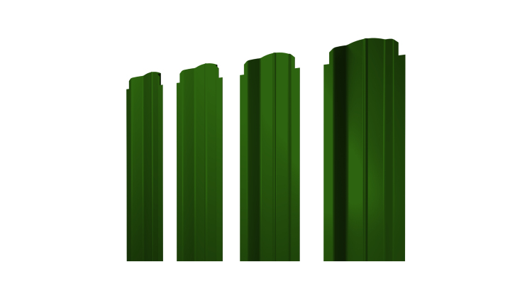 Штакетник П-образный B фигурный 0,45 PE RAL 6002 лиственно-зеленый