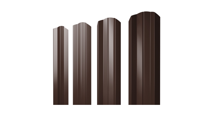 Штакетник М-образный A фигурный 0,45 PE RAL 8017 шоколад