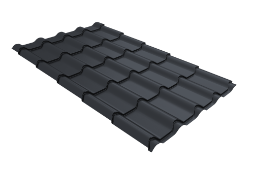 Металлочерепица камея Grand Line 0,45 Drap TwinColor RAL 7024 мокрый асфальт