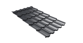 Металлочерепица  квинта плюс Grand Line c 3D резом 0,5 Drap RAL 7024 мокрый асфальт