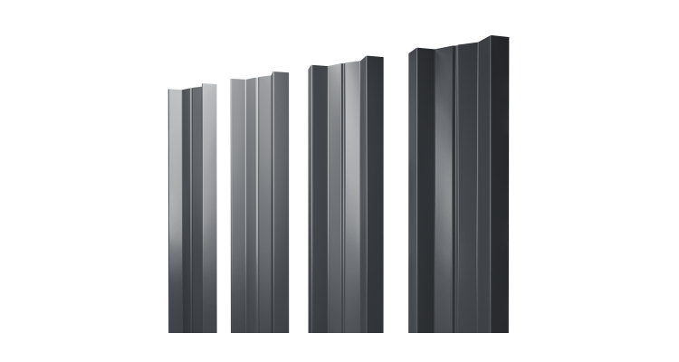 Штакетник М-образный А с прямым резом 0.45 Drap ST RAL 7024 мокрый асфальт