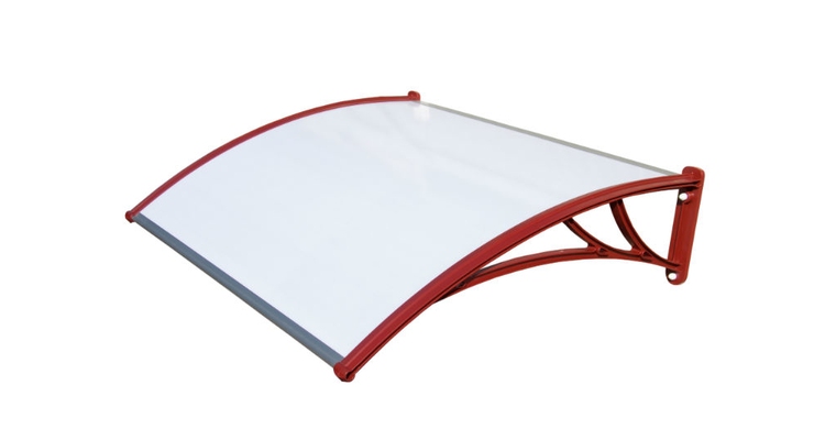 Козырек Krovent из поликарбоната 1200х930х280 молочный (красный кронштейн)