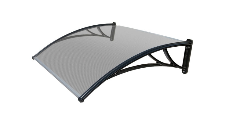 Козырек Krovent из поликарбоната 1200х930х280 прозрачный (черный кронштейн)